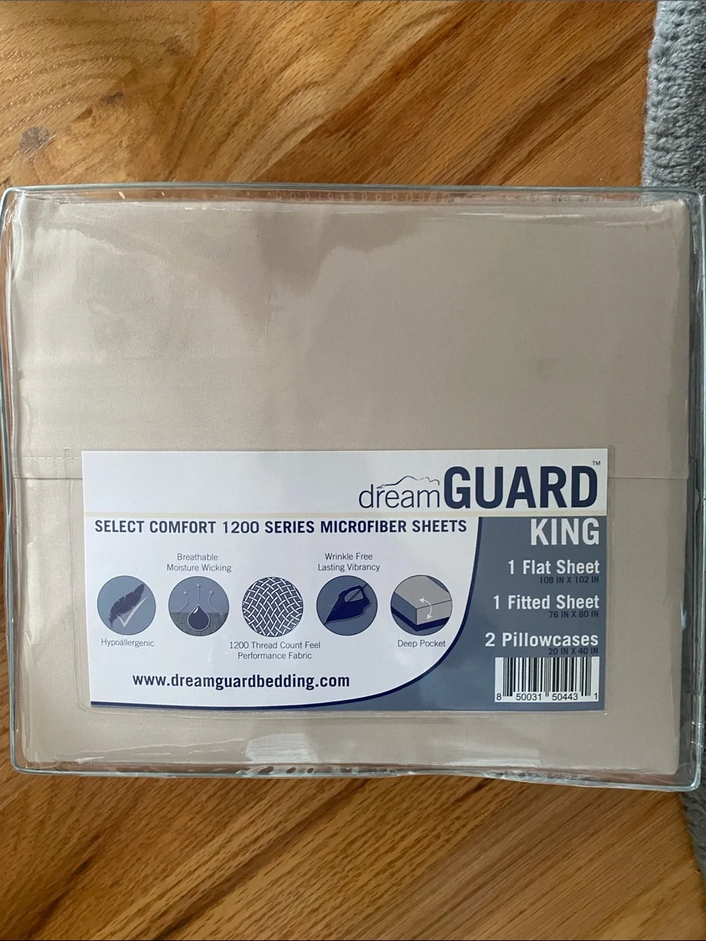DreamGuard Select Comfort 1200 Series King Microfiber Sheet Set - Taupe